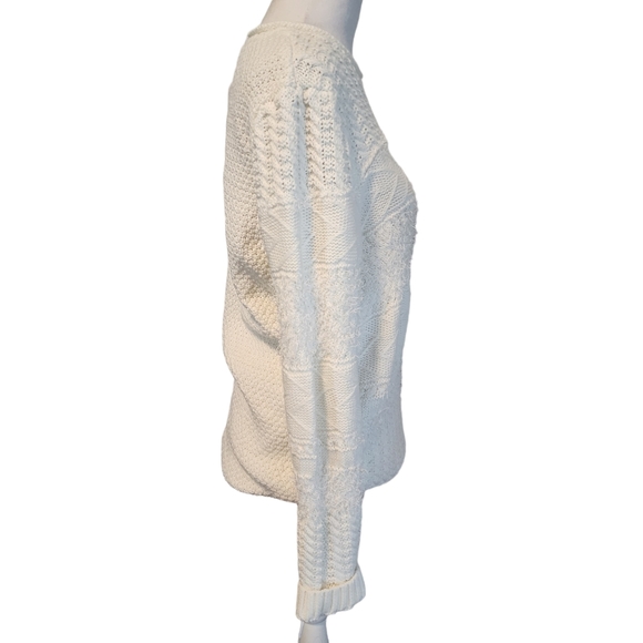 EUC Francesca's Alya Textured Eyelash Ivory Rolled Neck Sweater - Picture 5 of 11